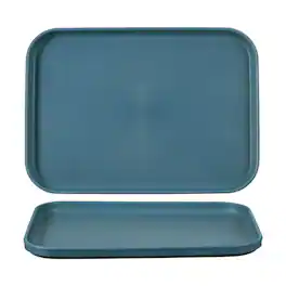 Unique Bargains - 2pcs Fast Food Serving Trays, 9.4x6.8" Rectangular Reusable Restaurant Tray for Kitchen Coffee Fruit Burger - Dark Blue