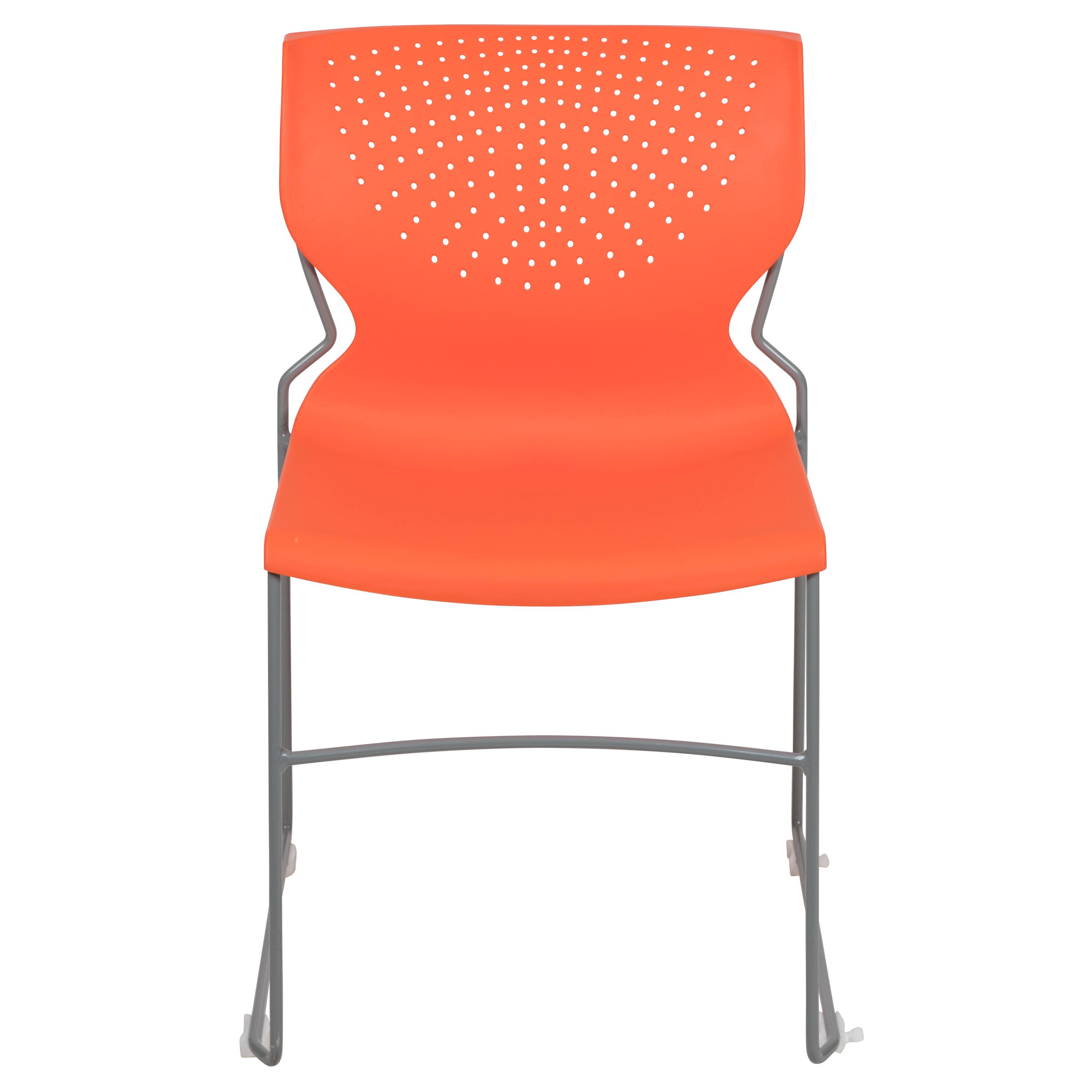 Alt View 7. Emma + Oliver - Home and Office Stack Chair with Lumbar Support and Metal Frame - Guest Chair - Orange.