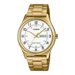 Casio - Men’s Analog Watch with White Dial and Day-Date Display - MTP-V006G-7B - Gold