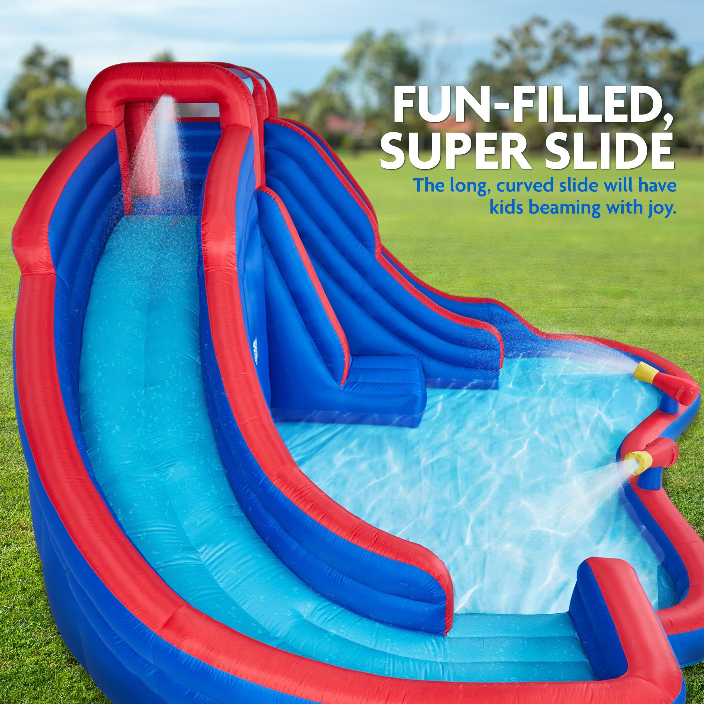 FUN-FILLED, SUPER SLIDE

The long, curved slide will have kids beaming with joy.