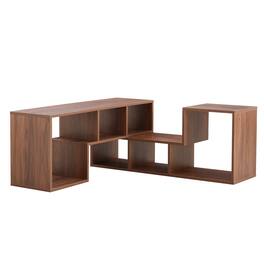 Ecooso - 2 Pieces Cube TV Stand,Free Combination Entertainment Center Media Stand,2 Shelf Bookcase L-Shaped TV Console Stand - Acacia Wood
