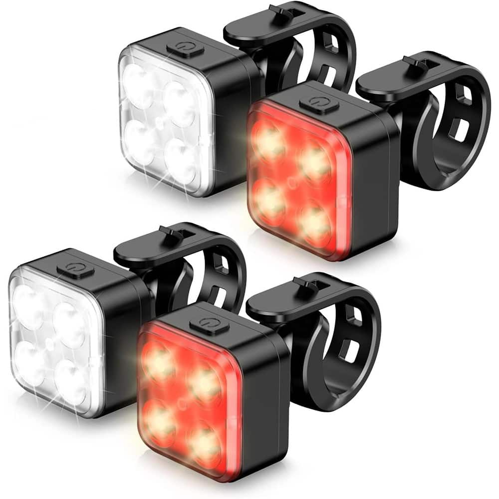 RTMB - Rechargeable Bike Light Set, Front & Rear IPX4 Waterproof - Black