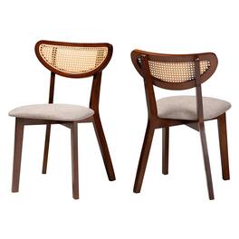 Baxton Studio - Dannell Mid-Century Modern Fabric and Finished Wood 2-Piece Dining Chair Set - Grey/Walnut Brown/Light Brown