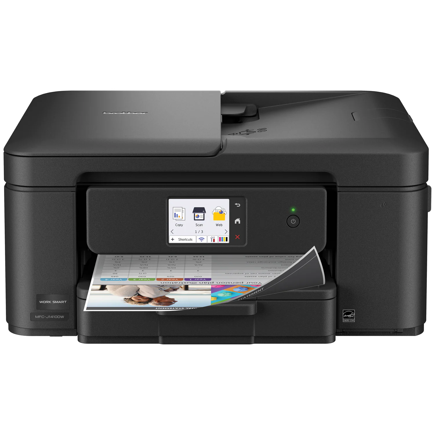 Brother - Work Smart 1410 Wireless Color All-in-One Inkjet Printer, 2.7” Color Touchscreen (MFC-J1410DW), Great for Home Offices - Black