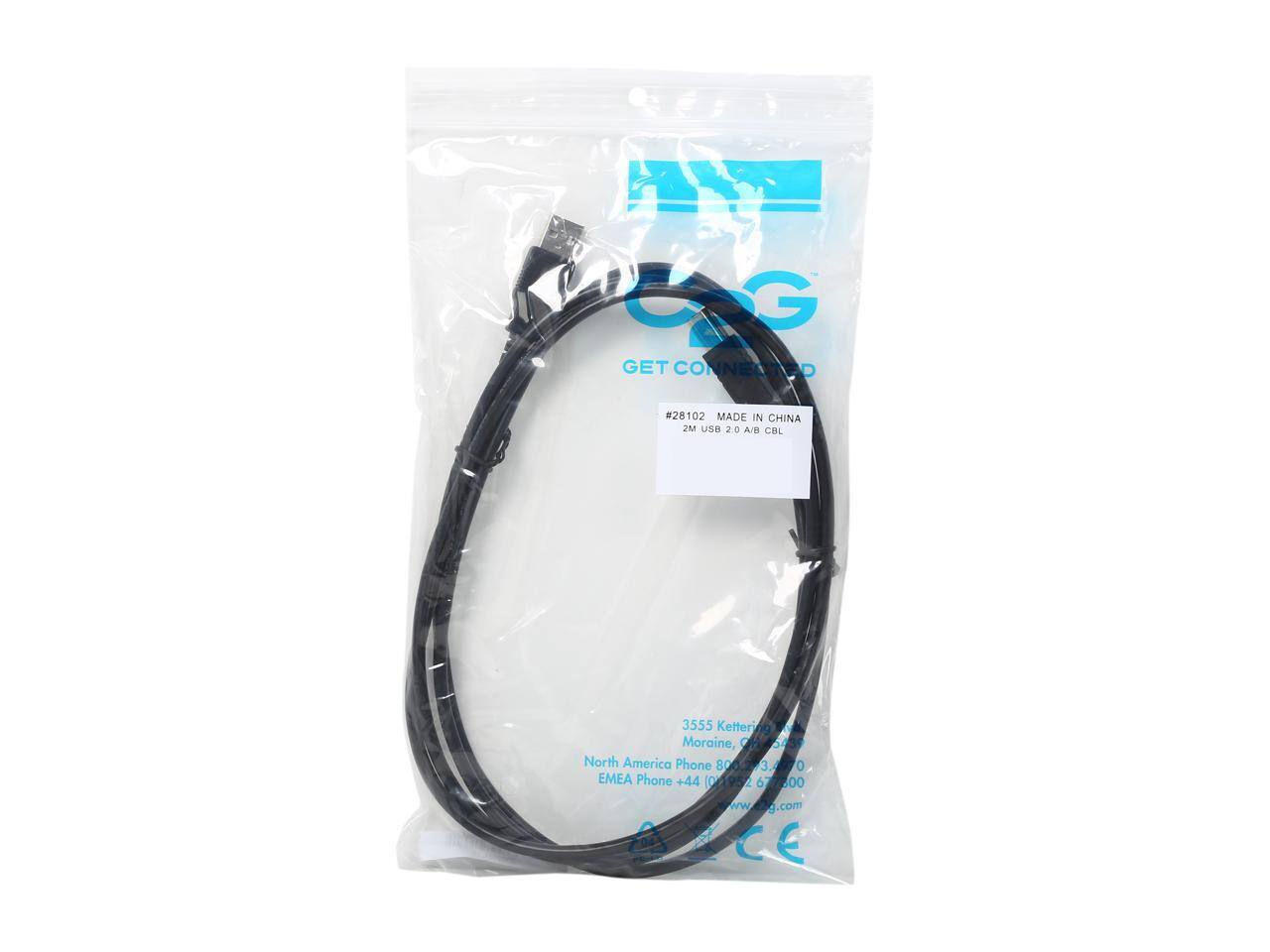 CG GET CONNECT  
#28102 MADE IN CHINA  
2M USB 2.0 A/B CBL  

3555 Kettering  
Moraine, OH 5030  

North America Phone 800.780.3497  
EMEA Phone +44 0952 673000  

www.cg.com  

CE