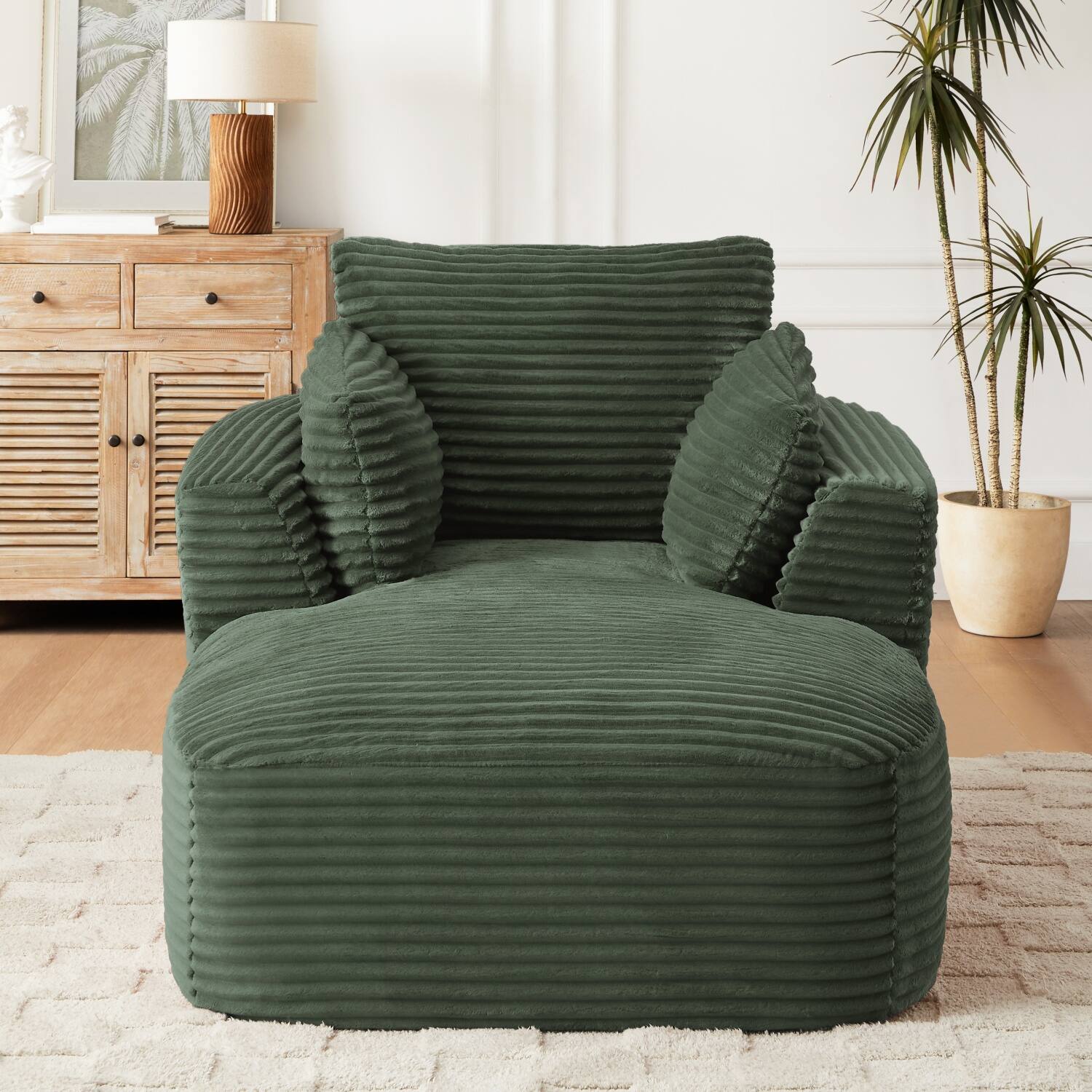Back. Z-Edge - Corduroy sleeper sofa couch, no assembly needed. Perfect for Living Room/Dorm/Apartment - Green - Green.