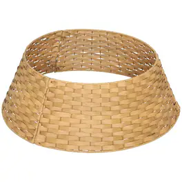 PULUZ - 27 inch Rustic Christmas Tree Skirt, Plastic Woven Christmas Tree Collar for Party, Holiday, Home Decoration - Natural