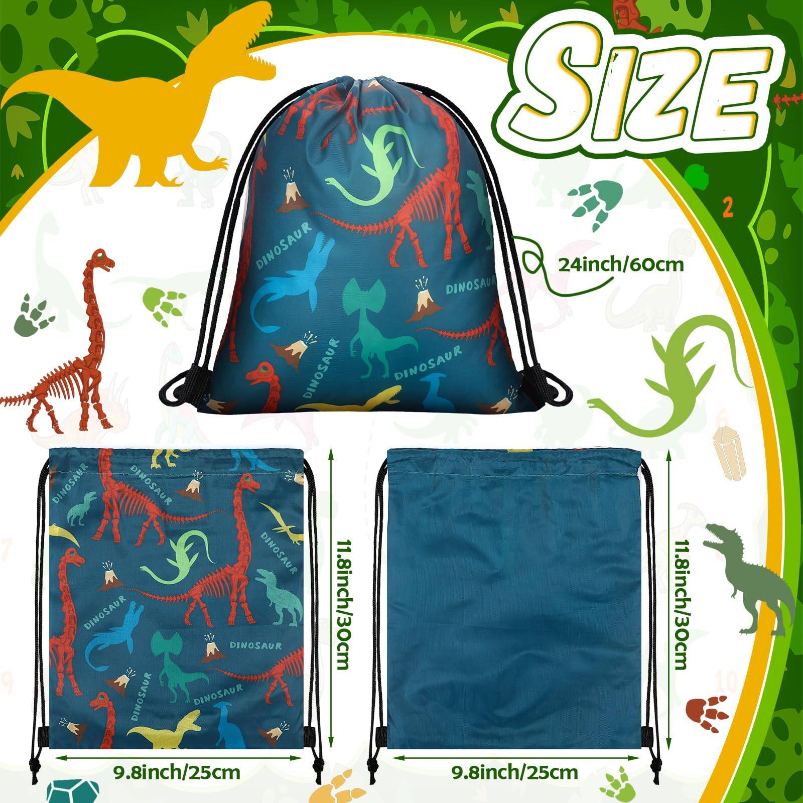 Back. Pacoar Cade - 20 Dinosaur Party Favors Bags Drawstring Gift Bag Supplies Backpack For Birthday Candy(vivid Style) - Cute Style.