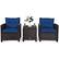 Front. Costway - 3PCS Patio Rattan Furniture Set Cushioned Conversation Set Coffee Table - Navy.