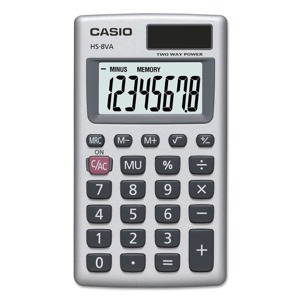 Casio - HS-8VA 8-Digit LCD Handheld Calculator - Silver