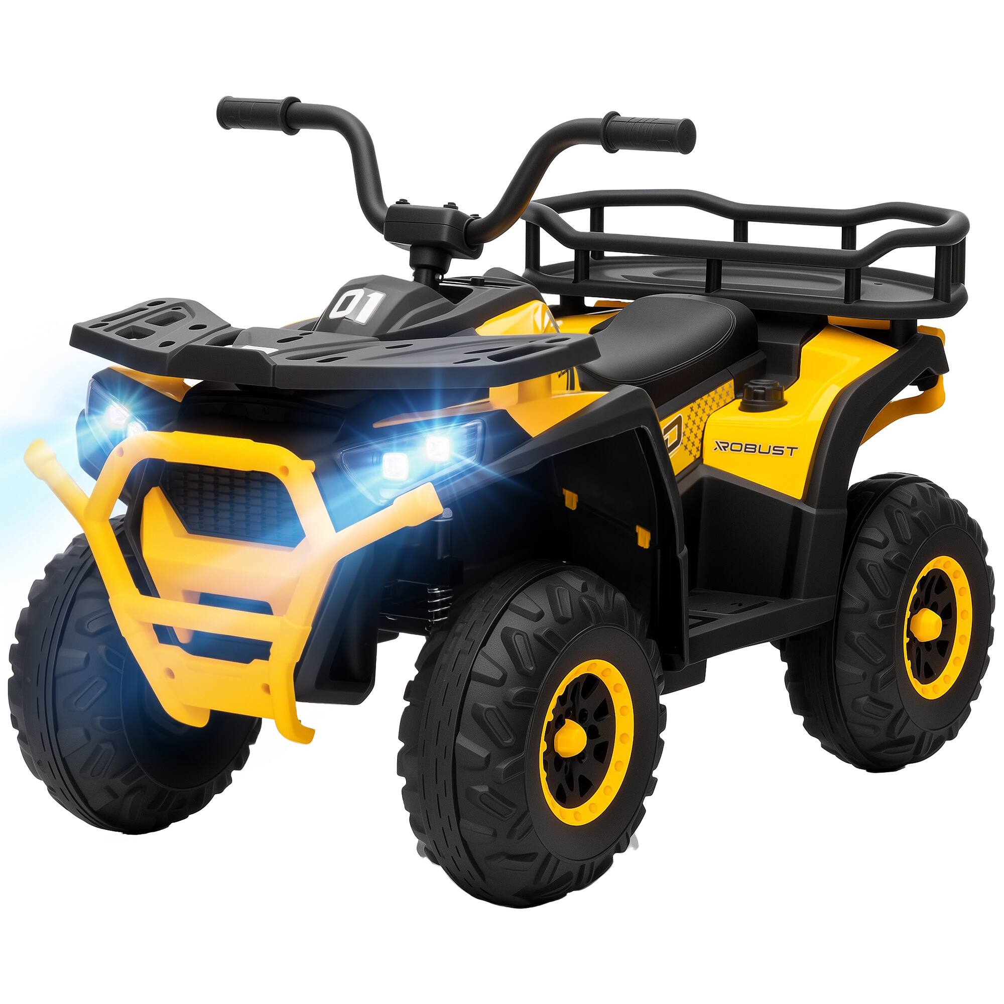 Qaba Kids ATV, 4 Wheeler Quad with 4 Spring Suspension Wheels, LED ...