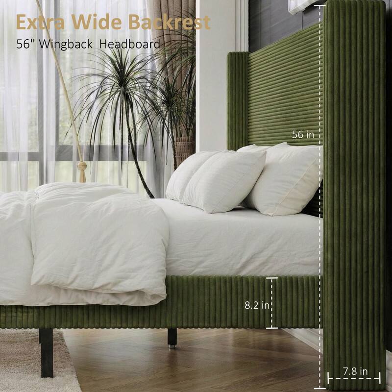 Extra Wide Backrest  
56" Wingback Headboard  

56 in  
8.2 in  
7.8 in