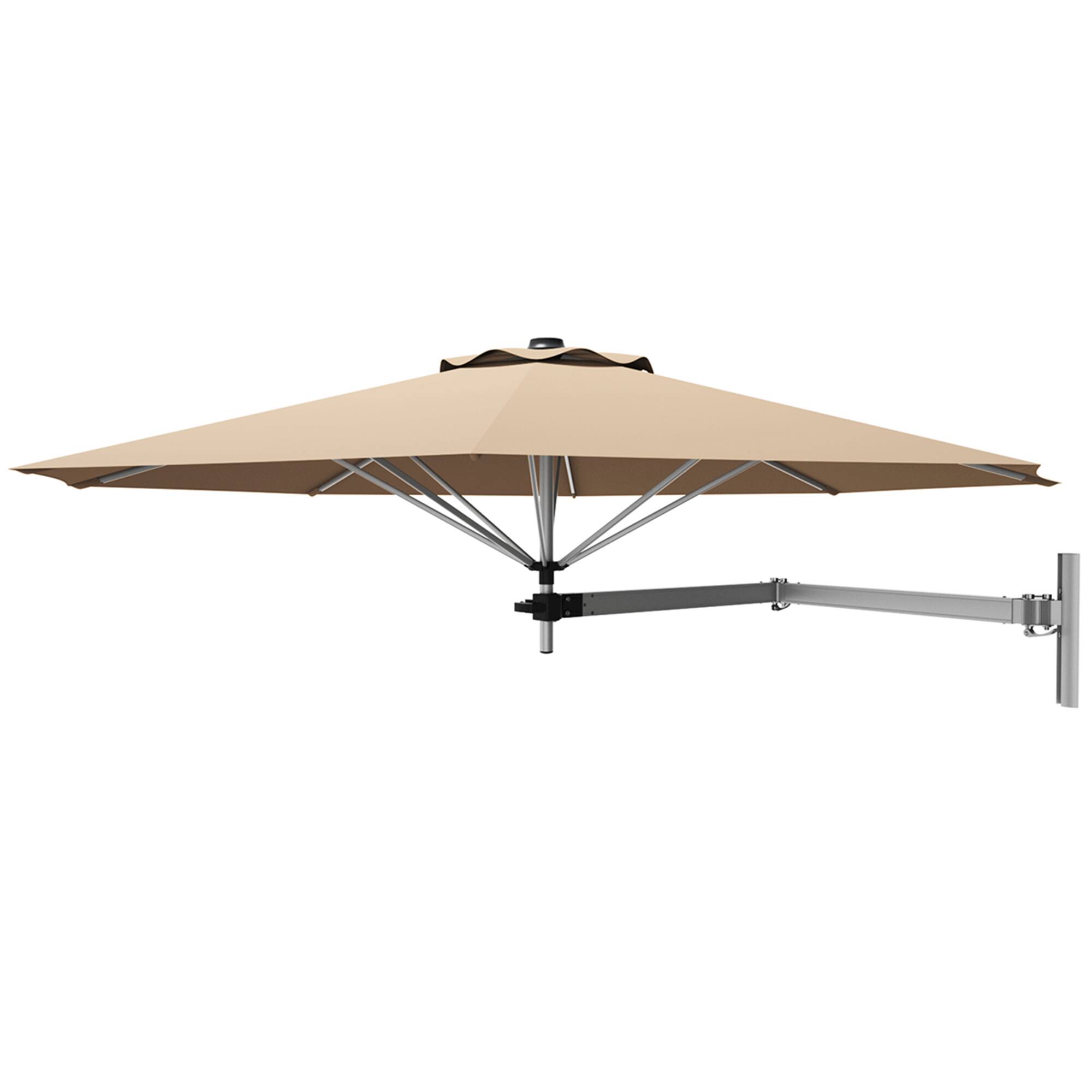 Alt View 4. Gymax - Gymax 8FT Patio Wall Mounted Cantilever Umbrella Parsol w/ Adjustable Pole Beige - Beige.