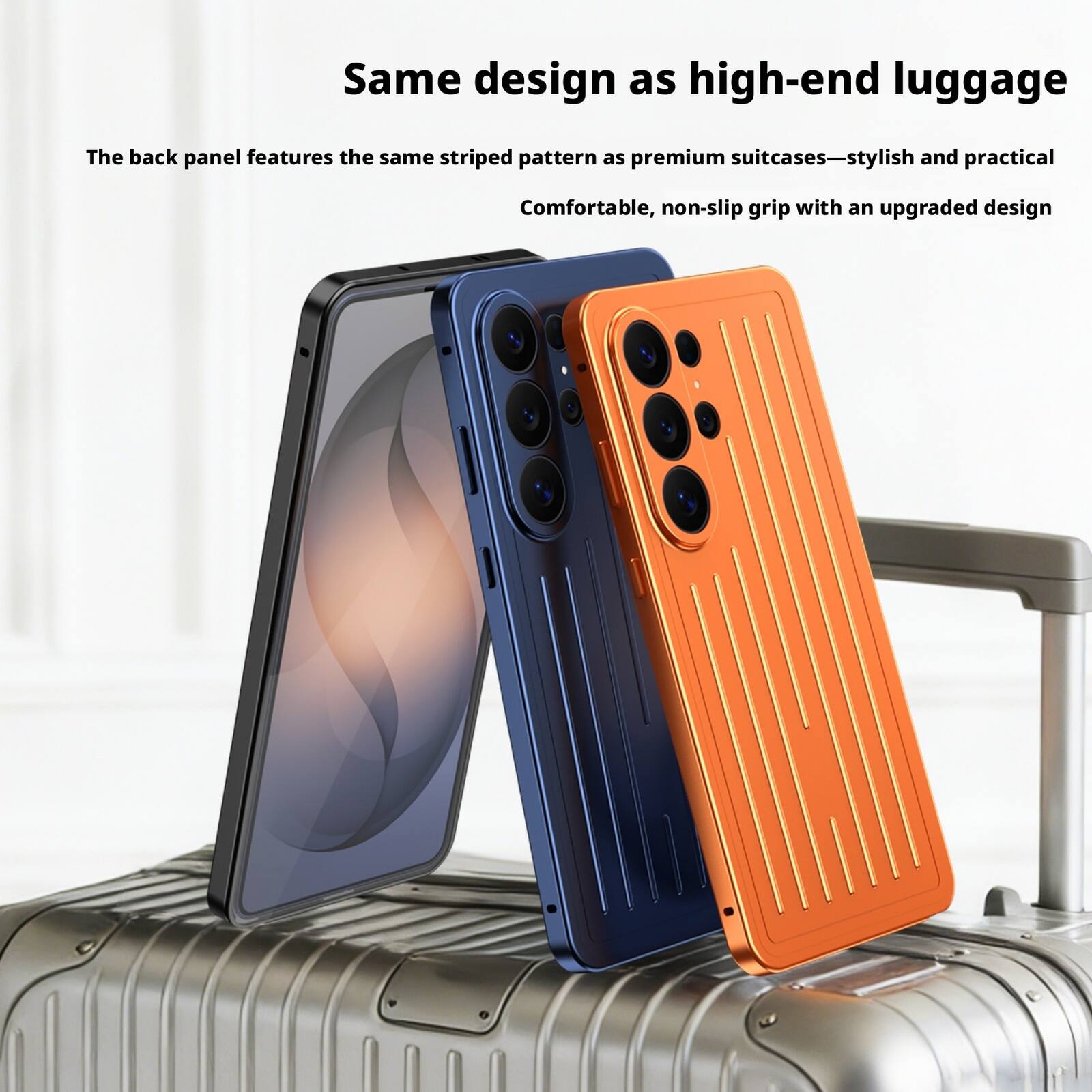 Same design as high-end luggage

The back panel features the same striped pattern as premium suitcases—stylish and practical. Comfortable, non-slip grip with an upgraded design.