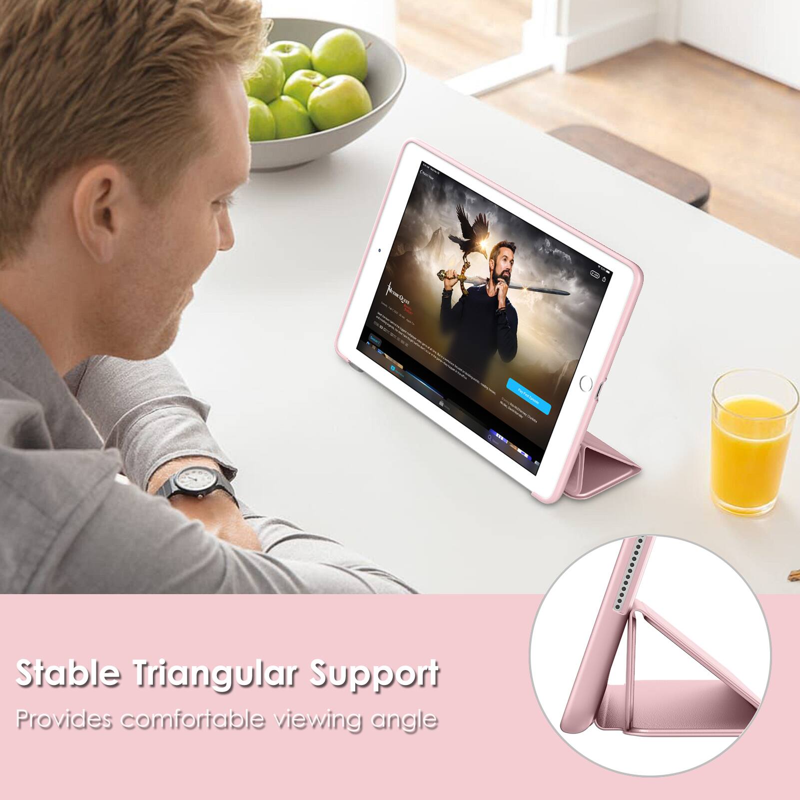 Stable Triangular Support  
Provides comfortable viewing angle