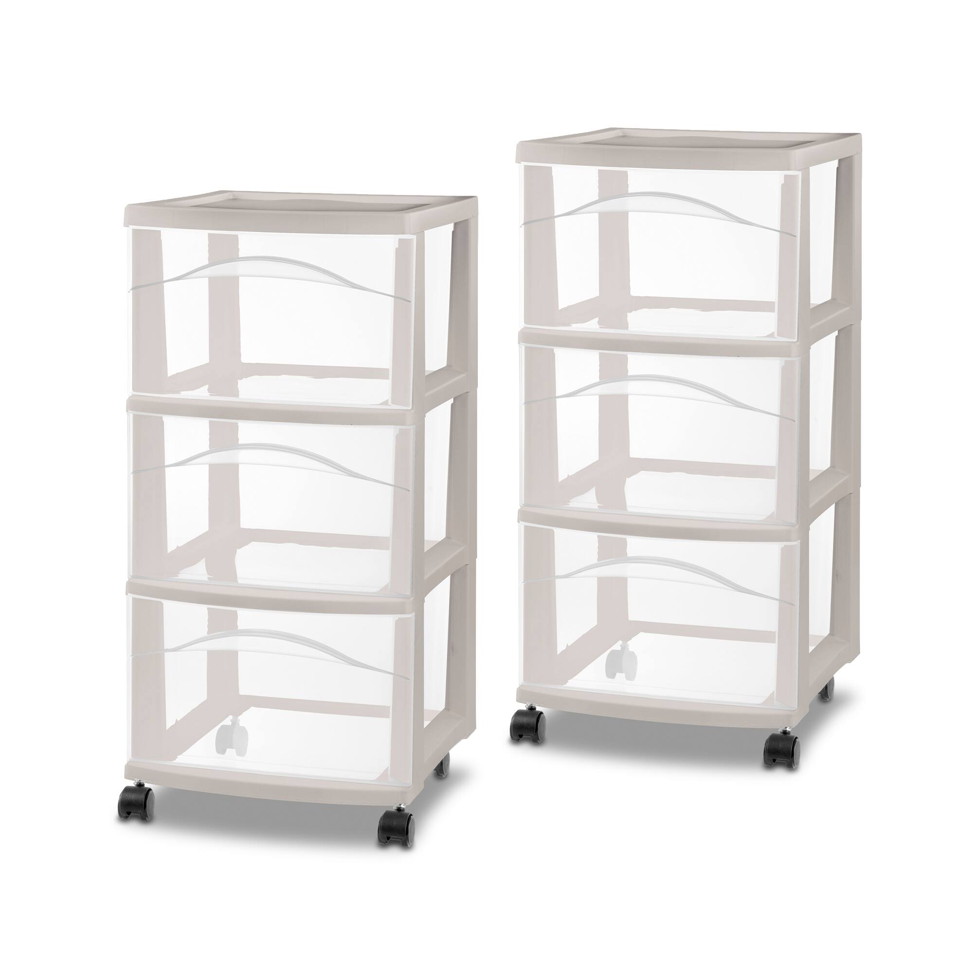 Front. Sterilite - Sterilite 3 Drawer Storage Cart, Plastic Rolling Organization, Grey Pumice, 2 Pk - Gray Pumice.