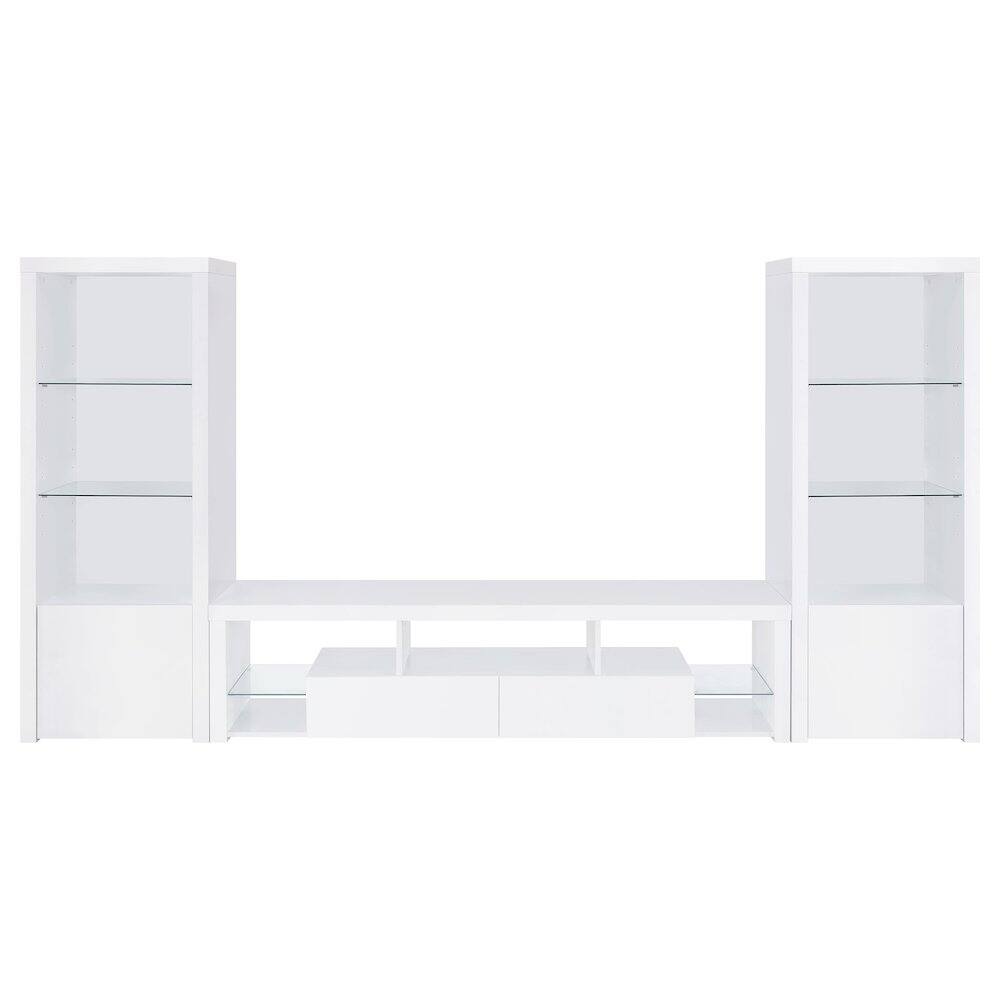 Front. Coaster Co. of America - Jude 3-piece 71" TV Entertainment Center White High Gloss - White.