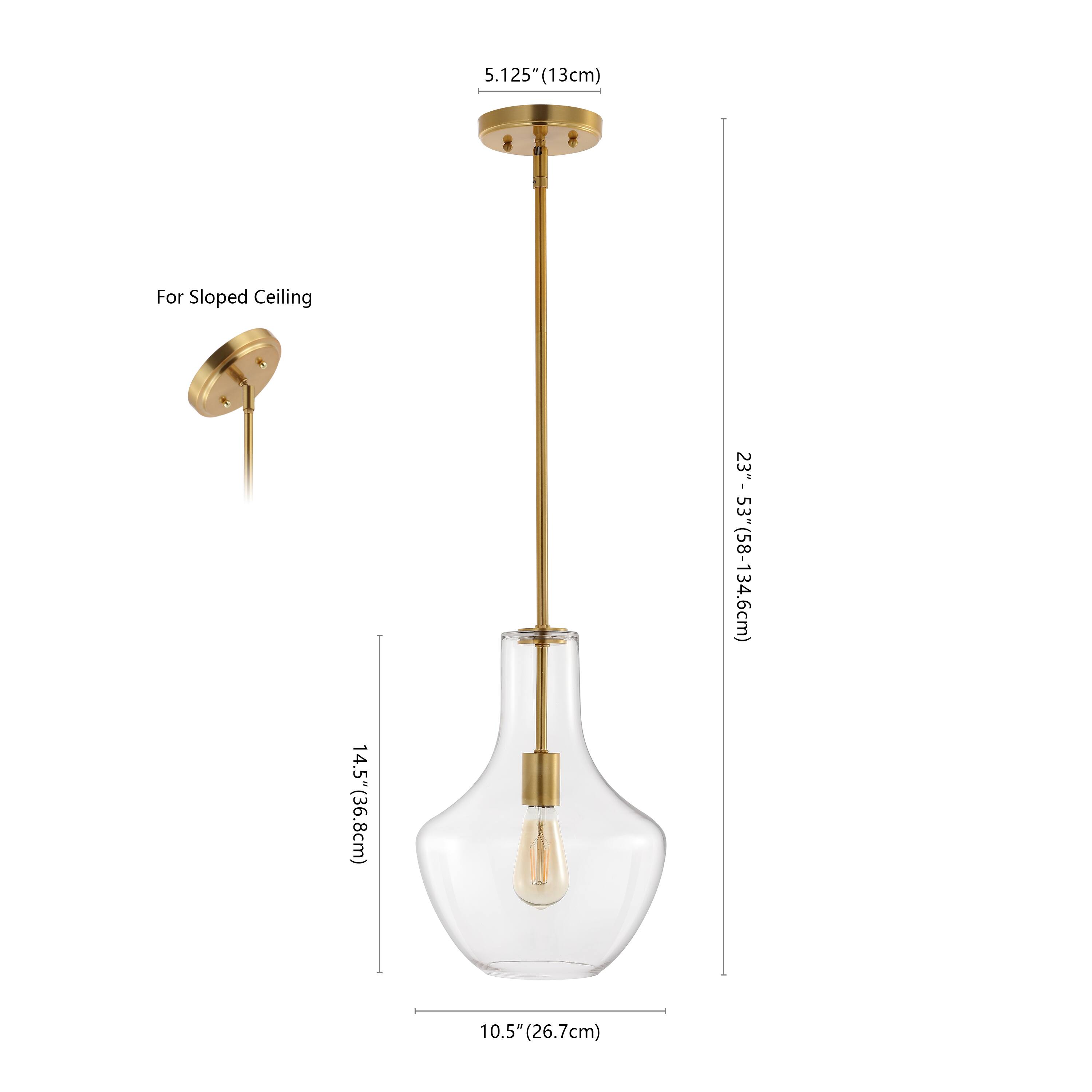 5.125" (13cm) For Sloped Ceiling  
14.5" (36.8cm)  
23" - 53" (58.4 - 134.6cm)  
10.5" (26.7cm)