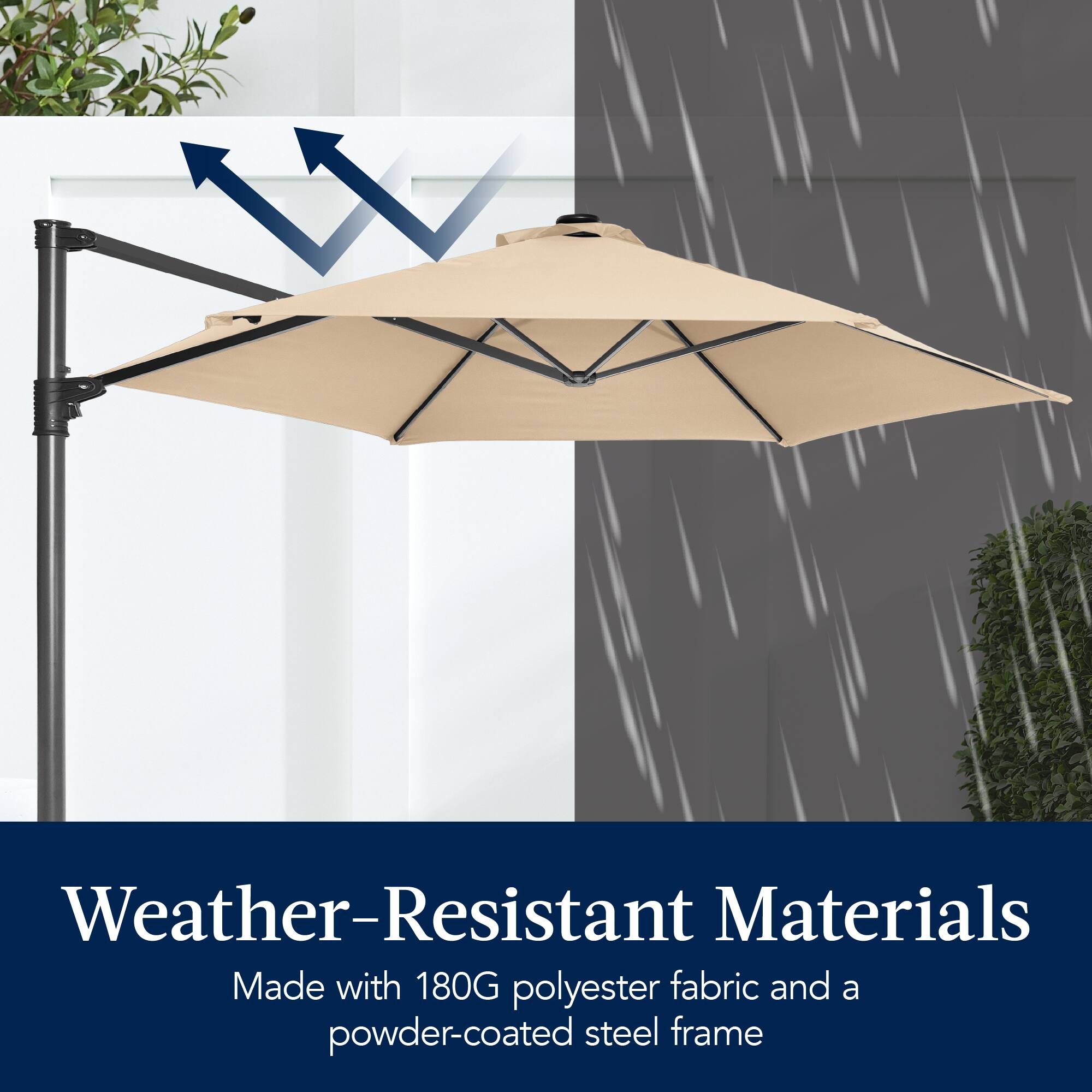 Weather-Resistant Materials: Made with 180G polyester fabric and a powder-coated steel frame.
