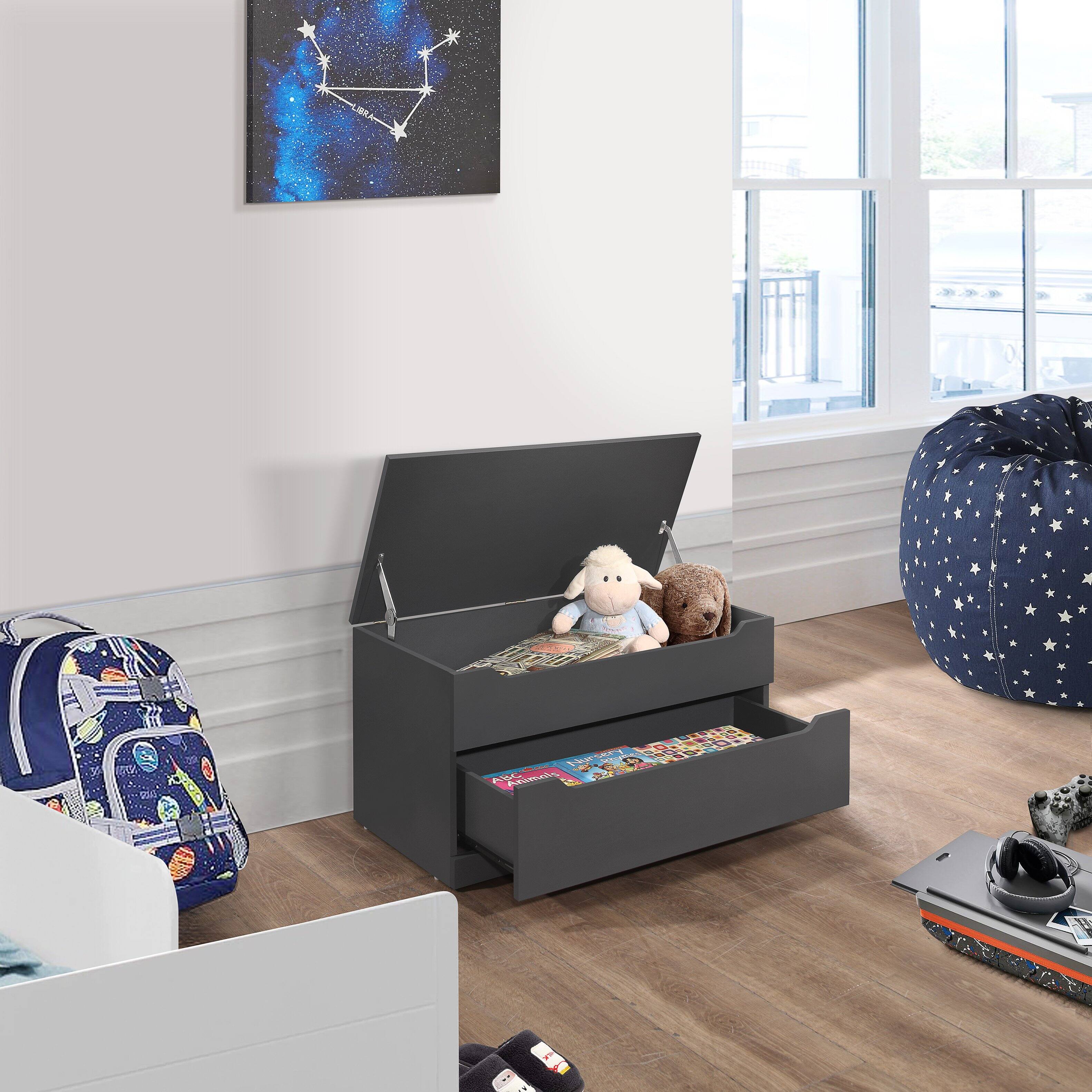 Angle. Kings Brand Furniture - Kings Brand Furniture Chelsea Storage Bench Box Storage Chest with Drawer for Living Room, Bedroom - Grey.