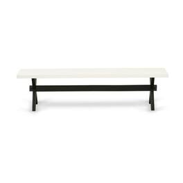 East West Furniture - X-Style Modern Kitchen Bench with Wooden Seat - Brown