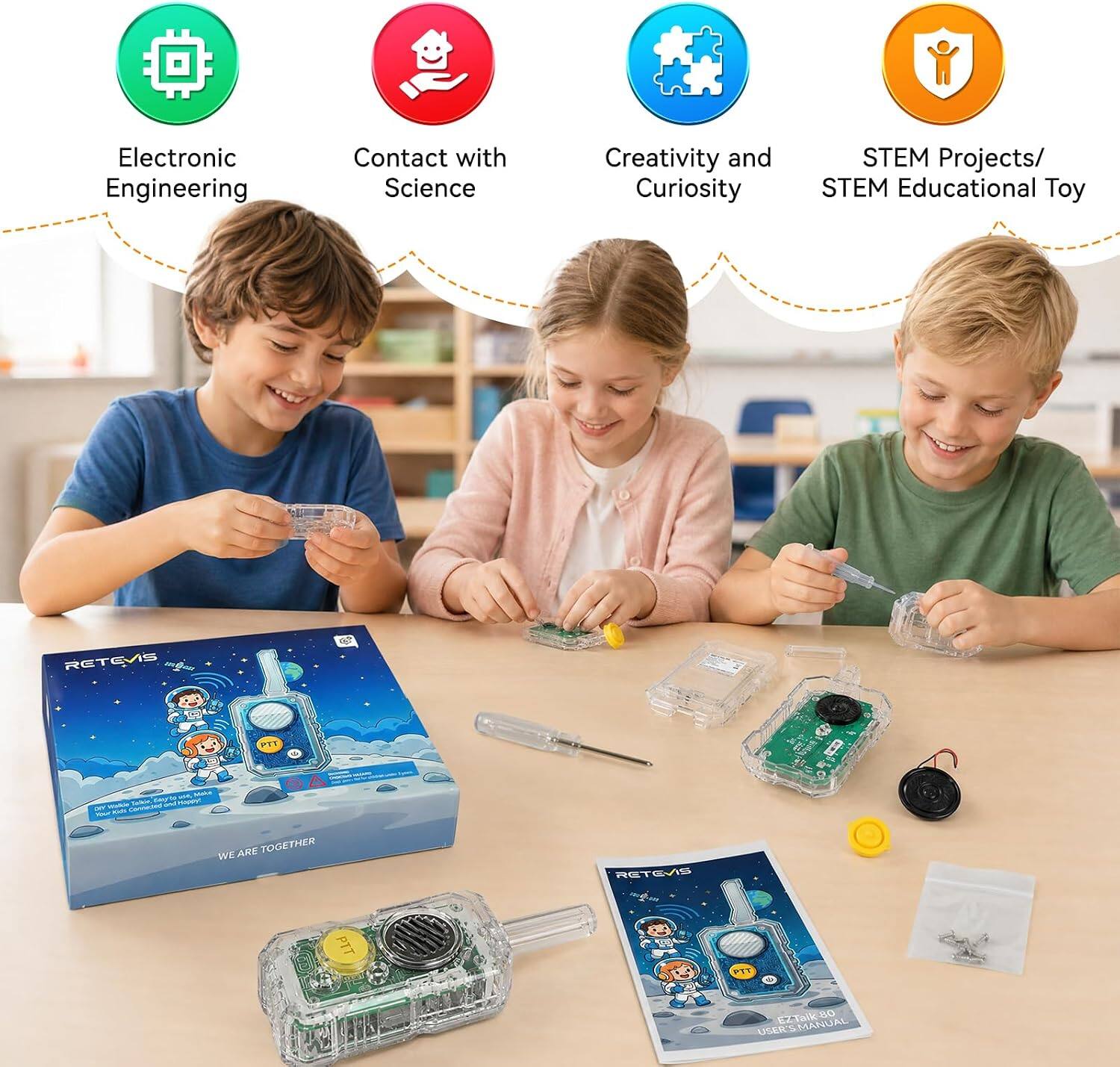 Electronic Engineering  
Contact with Science  
Creativity and Curiosity  
STEM Projects/ STEM Educational Toy  

RETEVS PE B - ! ARE TOGETHER WE RETEVS PIT P1  
Talk80 TS USERS MANUAL
