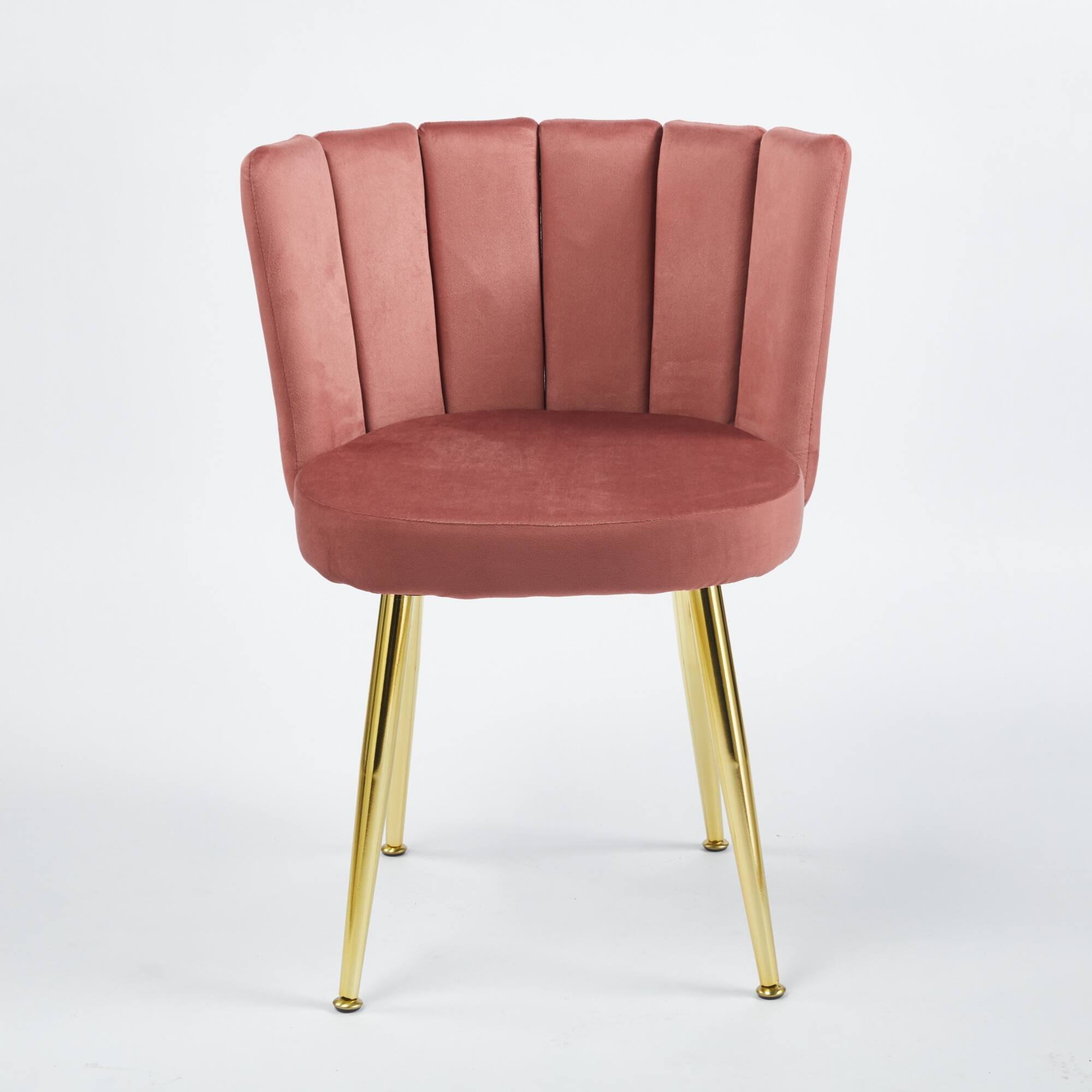 Back. GOODSILO - Elegant Velvet Dining Chairs Set of 2 with Golden Iron Legs for Modern Living Spaces - Pink.