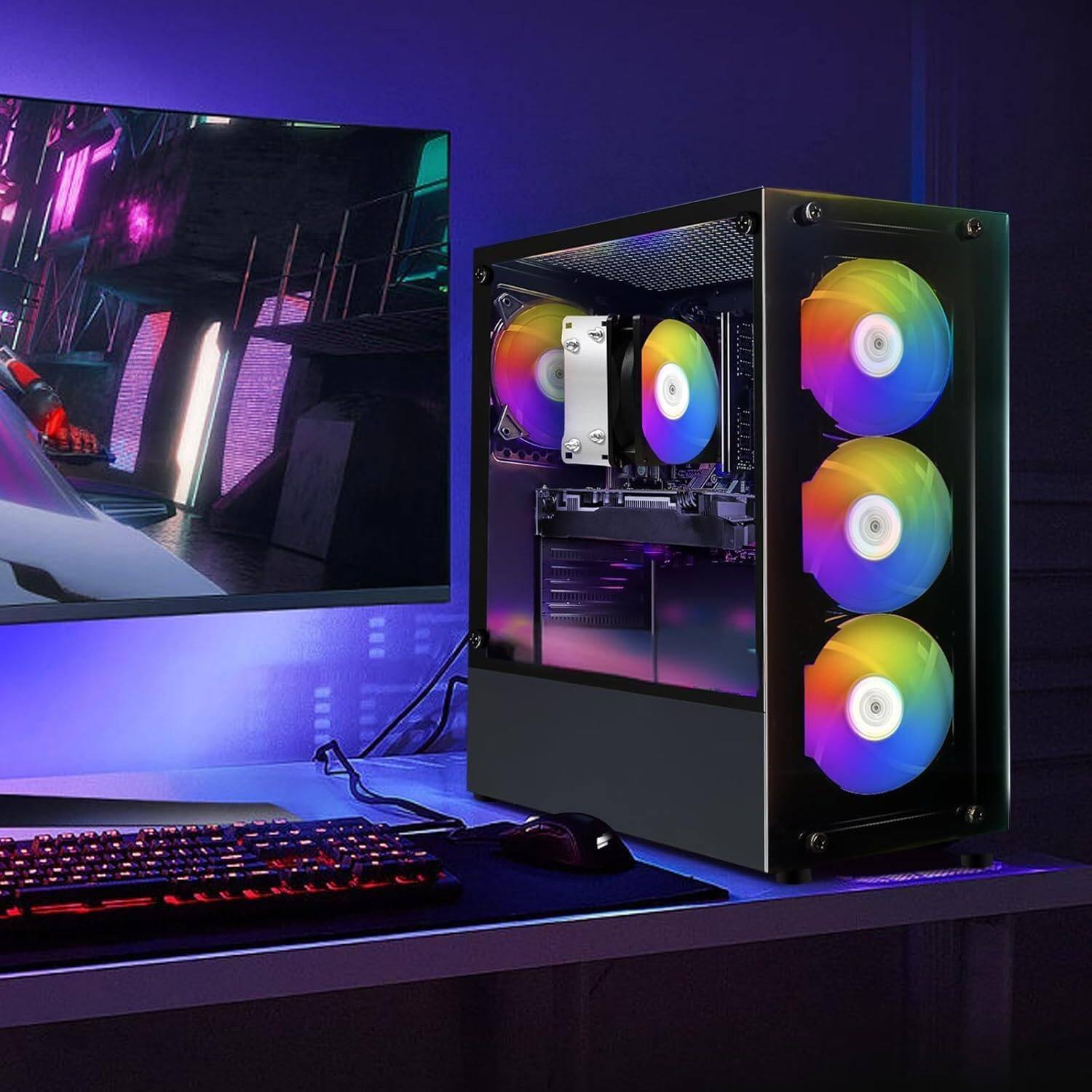 Alt View 1. STGAubron - STGAubron Gaming Desktop PC, AMD Ryzen 5 2600 up to 3.9G, GeForce RTX 2060 6G, 16G DDR4, 512G SSD, 600M WiFi, Win11H - Black.