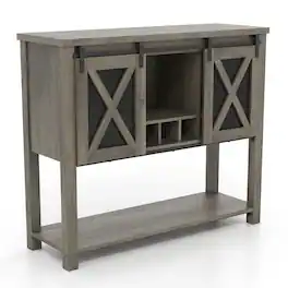Babevy - Coffee Bar Cabinet - Ample Storage Space - Gray