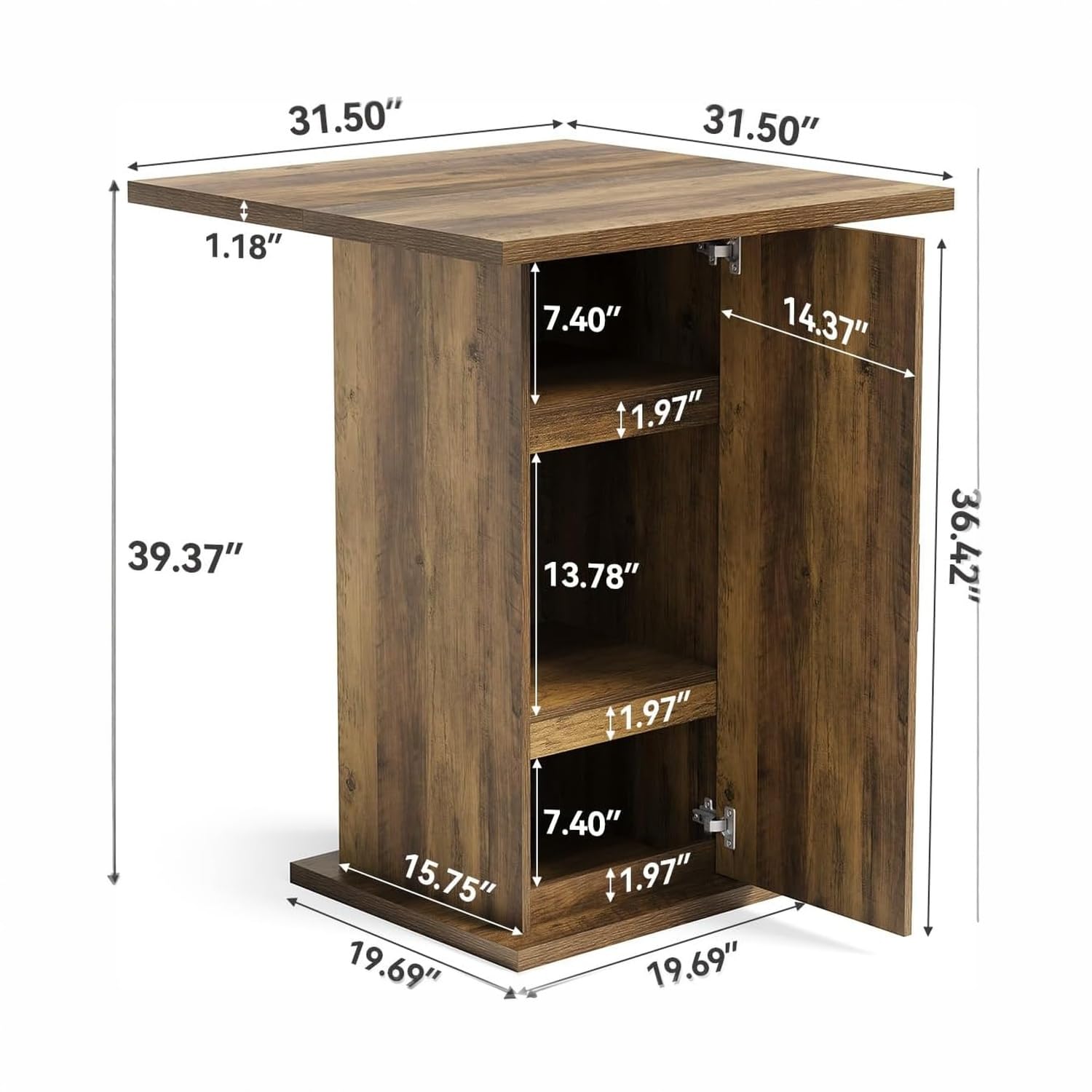 31.50"  
31.50"  
1.18" 39.37"  
7.40" 14.37" 1.97" 13.78"  
36.42"  
7.40" 15.75" 1.97" 19.69" 19.69"