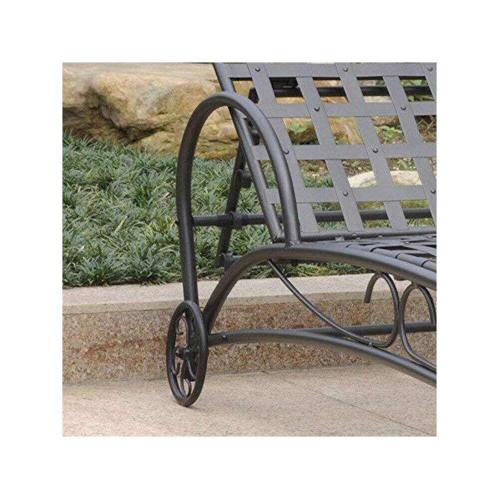 Back. International Caravan - International Caravan Santa Fe Nailhead Single Multi Position Chaise Lounge - Antique Black.