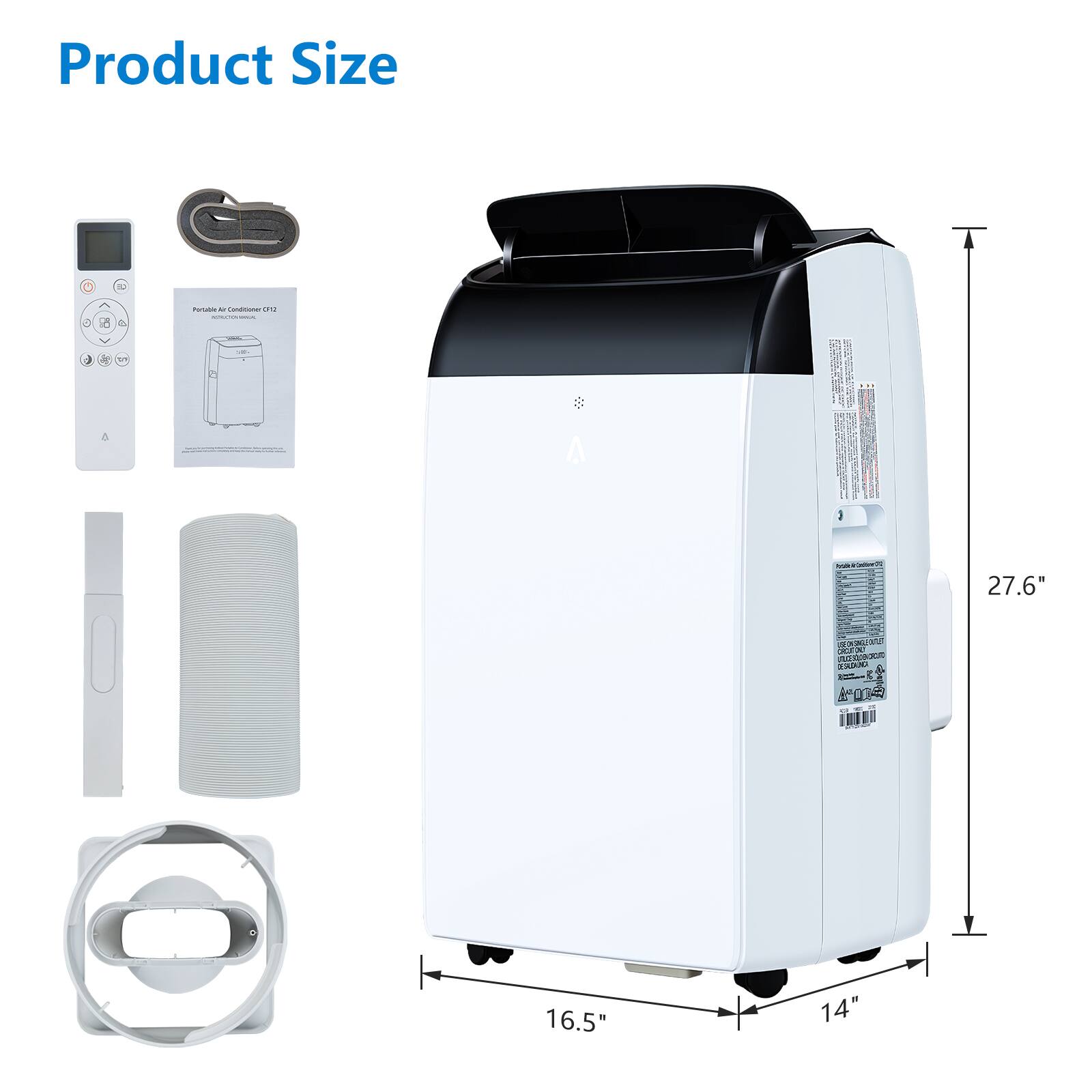 Product Size

- Height: 27.6"
- Width: 16.5"
- Depth: 14"