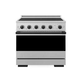 ZLINE - Autograph 36 in. 5.2 cu. ft. Marino Freestanding Induction Range with 5 Burners in Satin Steel with Black Accents - Satin Stainless Steel