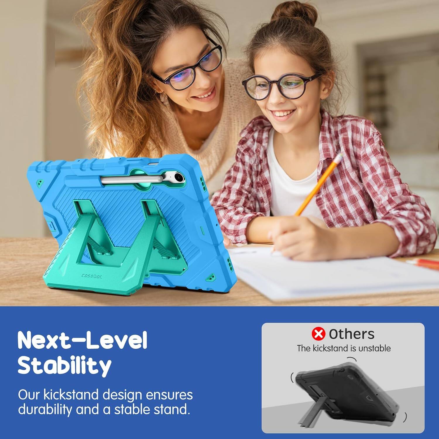 Next-Level Stability  
Our kickstand design ensures durability and a stable stand.  
Others  
The kickstand is unstable