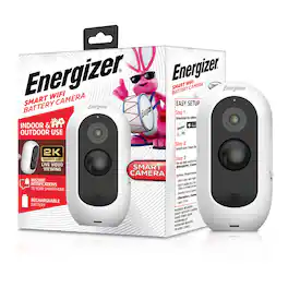 Energizer - 2K Smart Camera, Wireless Outdoor Security Camera with Rechargeable Battery - White