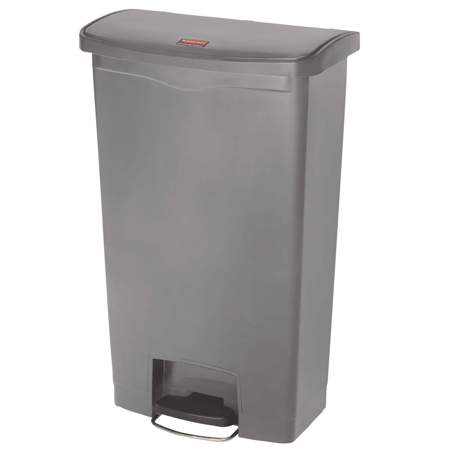 RubberMaid - Slim Jim Streamline Resin Step-On Container, Front Step Style, 18 gal, Polyethylene, Gray