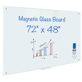 maxtek - Glass Bulletin Boards 72"x48" Glass Dry Erase Board Mounted Commercial Board Whiteboards & Presentation Supplies - White