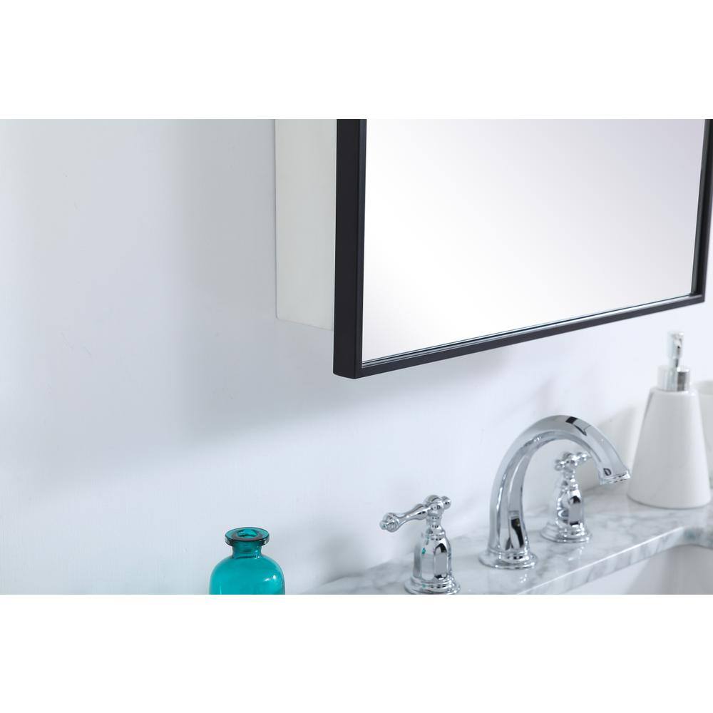 Alt View 1. Elegant Decor - Metal mirror medicine cabinet 20 inch x 28 inch in Black - Black.