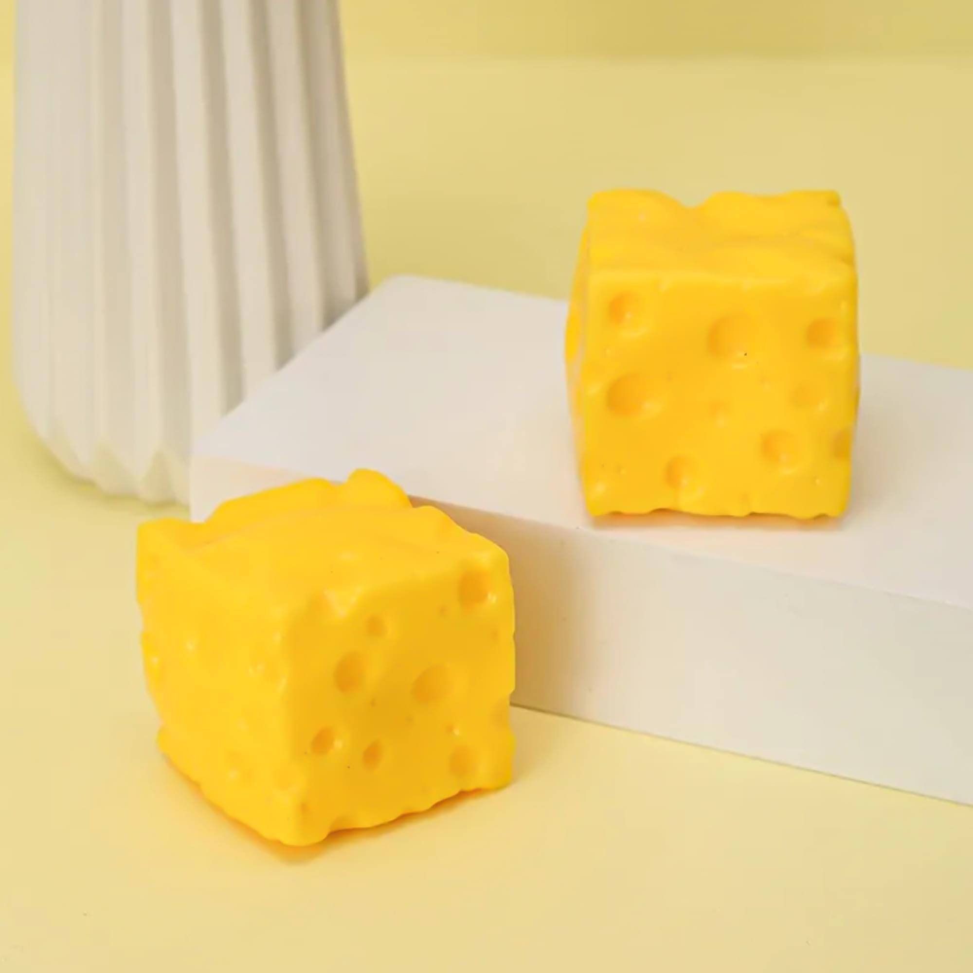 Alt View 6. Puka Creations - Cheese Squishy 2-Inch Stress Reliever | 1 Piece - Yellow.