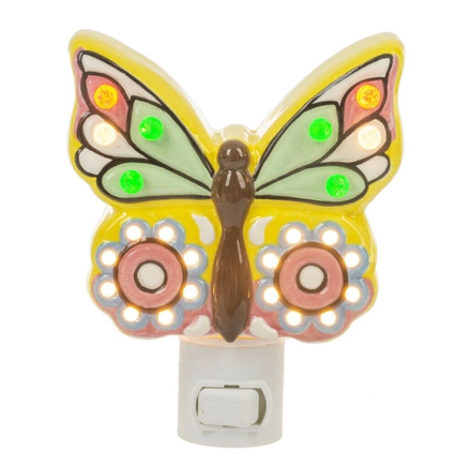 Front. Ganz - Ganz Multicolor Butterfly Ceramic Plug in Night Light 5.25 Inch - Multicolor.