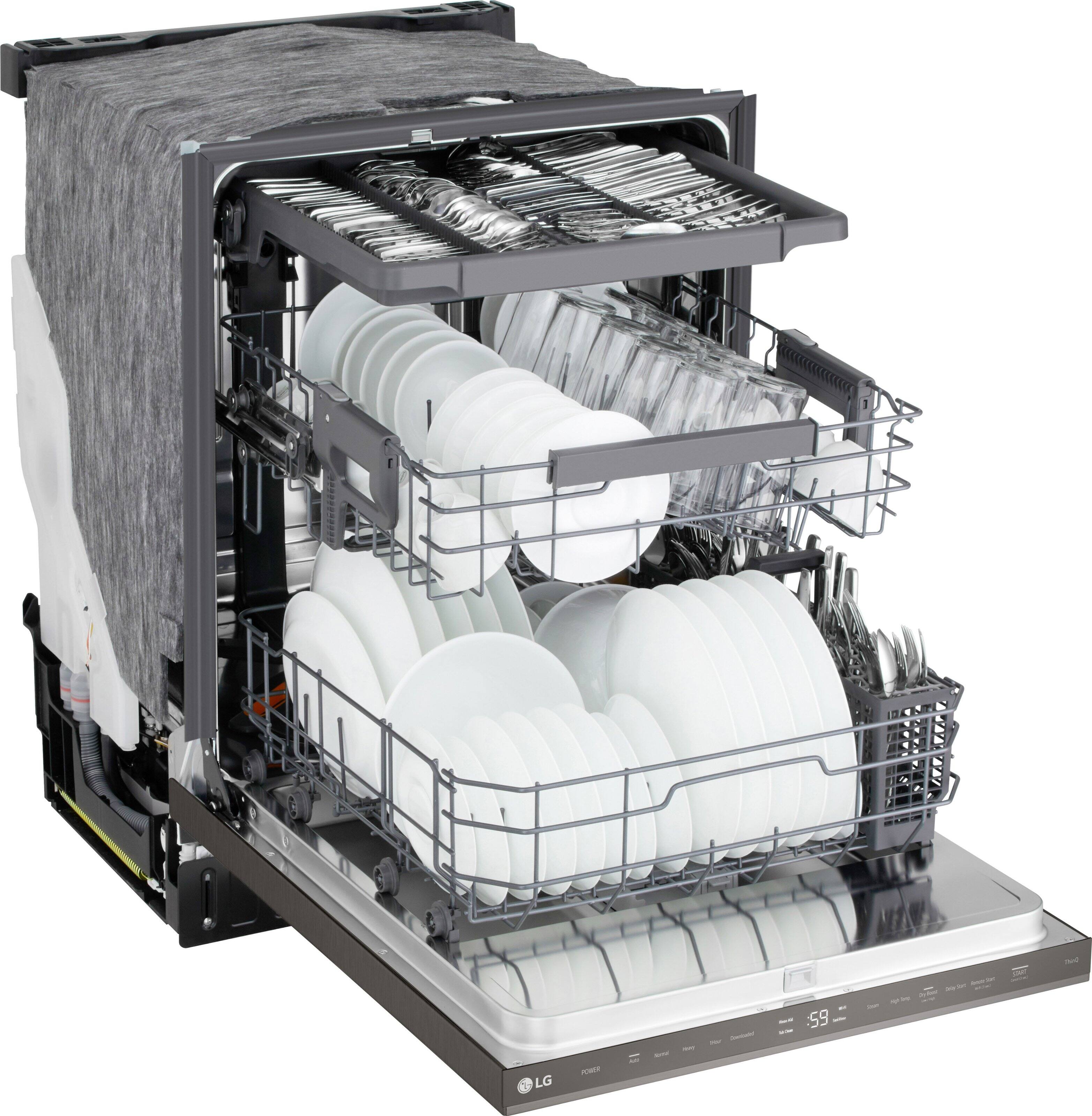 Alt View 11. LG - FlushFit 24" Top Control Smart Built-In Stainless Steel Tub Dishwasher with 3rd Rack, 1-Hour Wash & Dry Cycle and 46dBA - Black Stainless Steel.