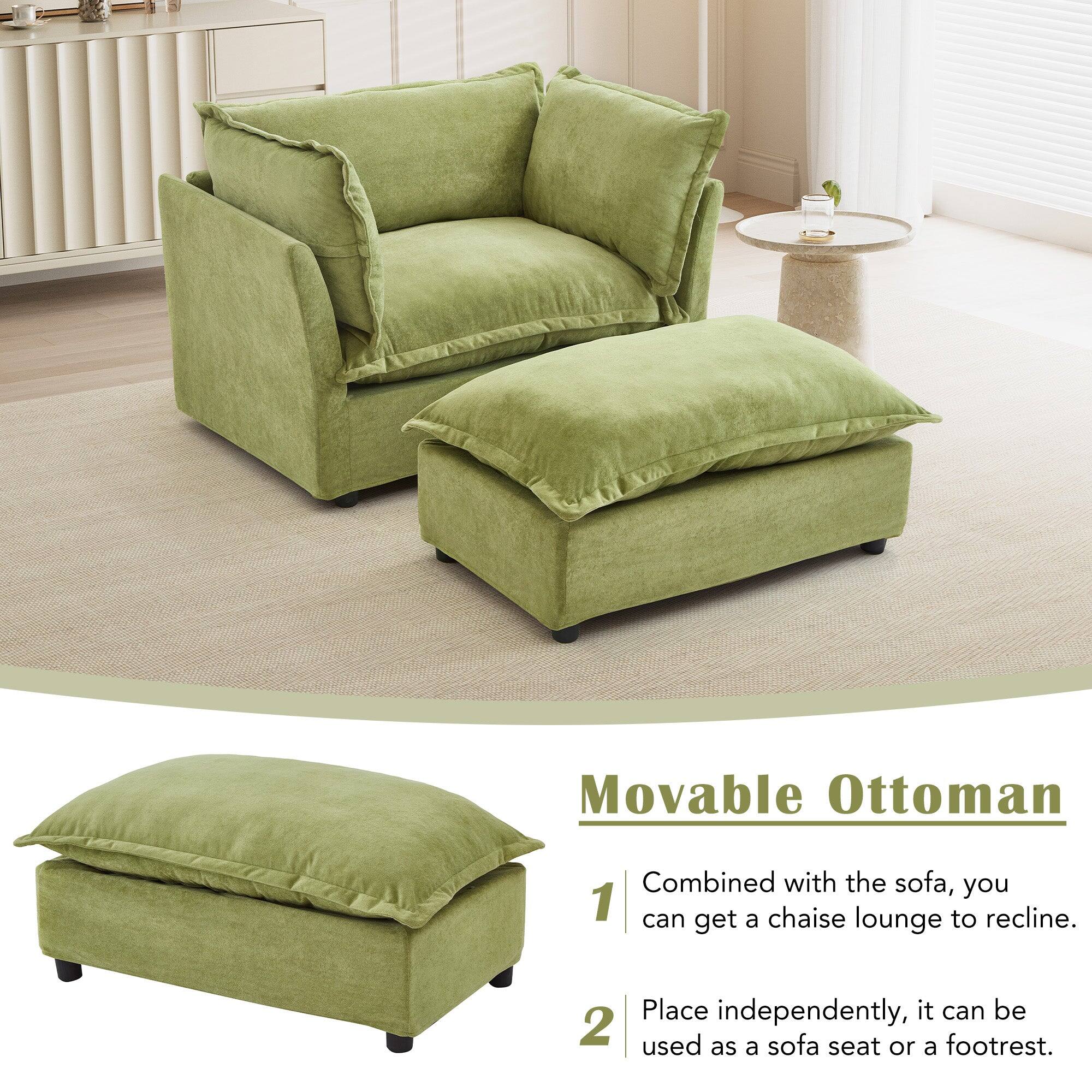Movable Ottoman

1. Combined with the sofa, you can get a chaise lounge to recline.

2. Place independently, it can be used as a sofa seat or a footrest.