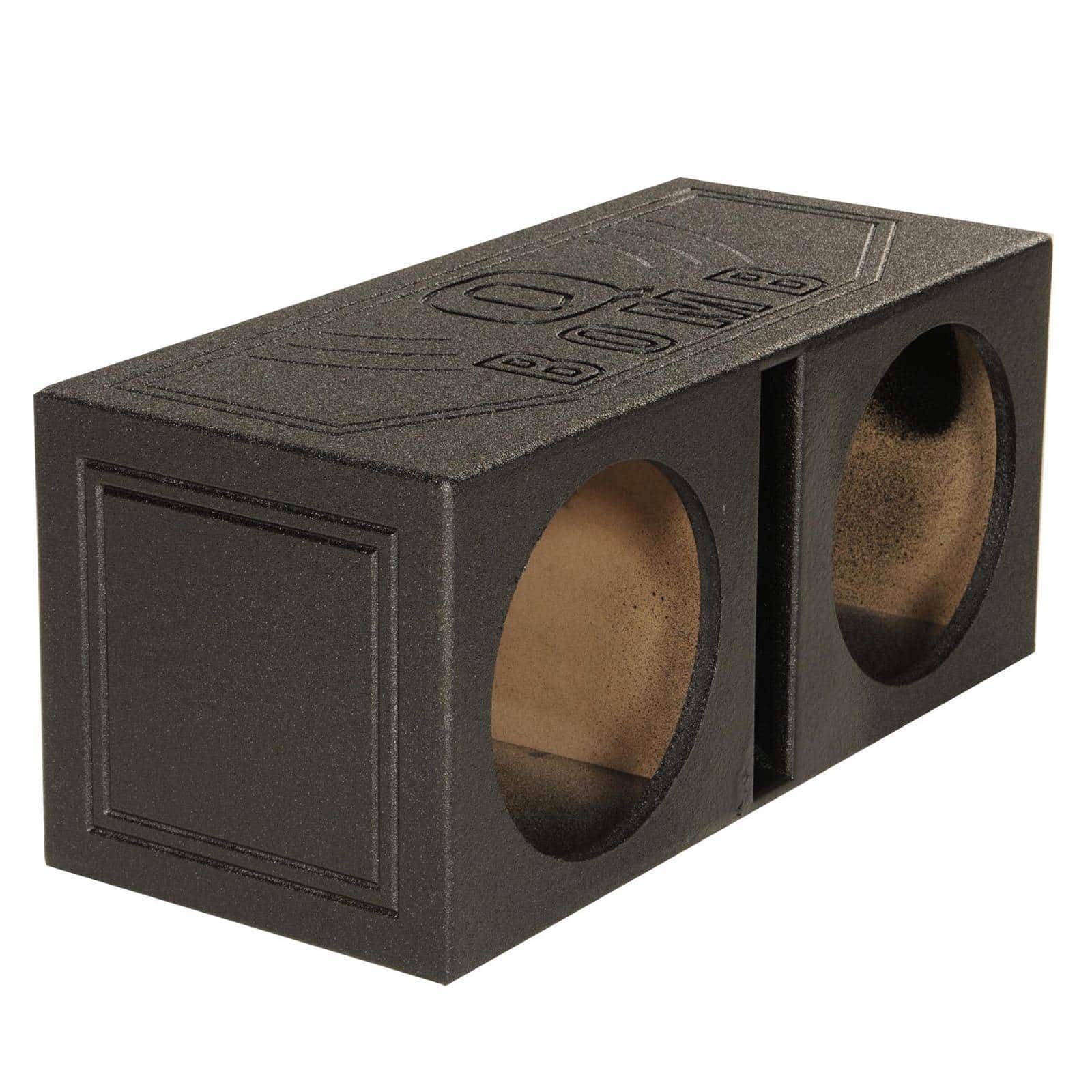 QPower - Q Power QBOMB10V Dual 10 Inch Vented Port Subwoofer Sub Box w/ Bedliner Spray - Black