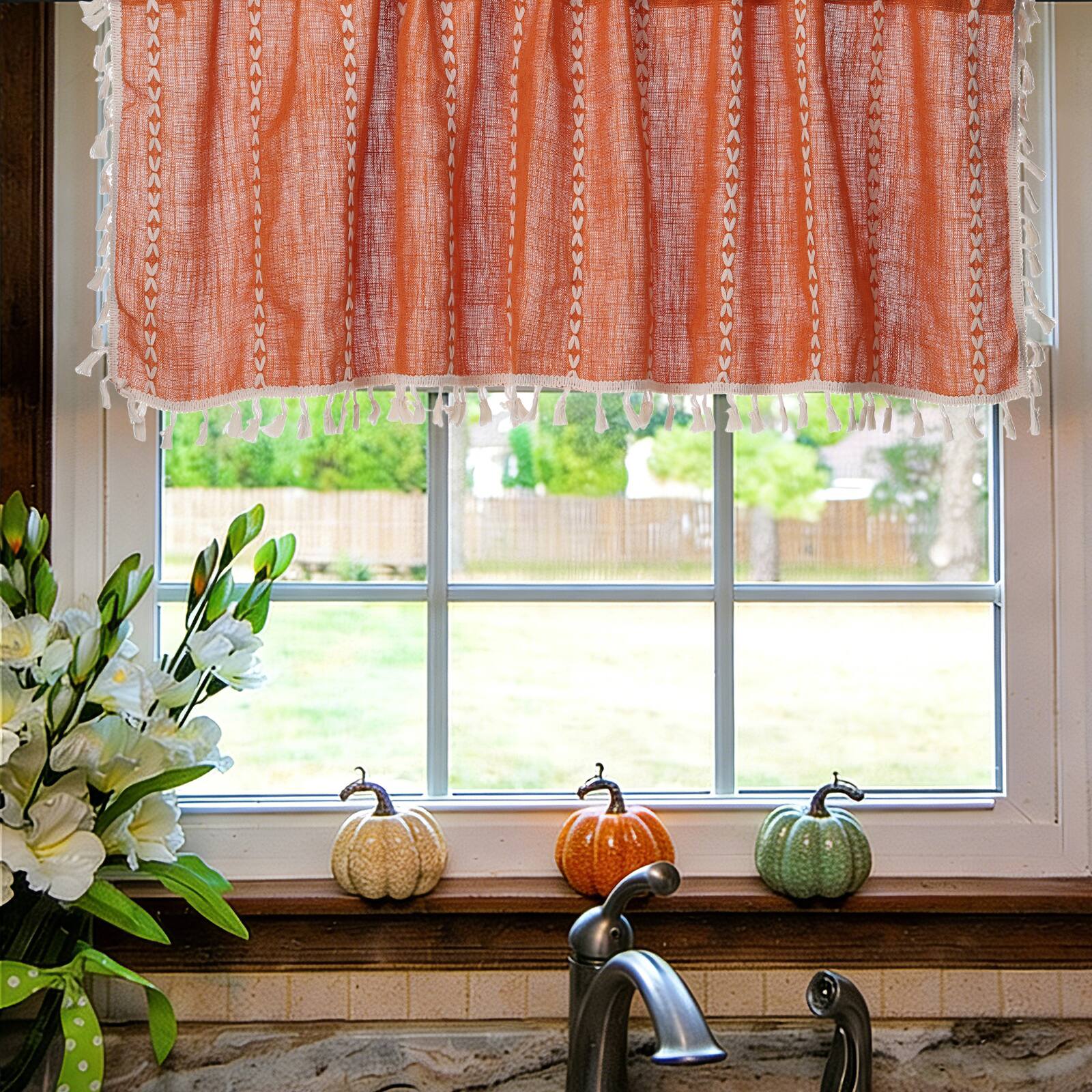 Alt View 4. Unique Bargains - Curtain Valances, 18"x52" Semi Sheer Rod Pocket for Small Windows Living/Bed/Bath/Kitchen, Set of 1 Panel - Blue.