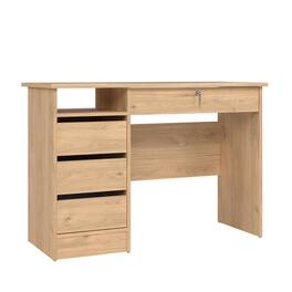 Tvilum - Wescot Home Office Writing Desk with 4 Drawers and Open Shelf, Jackson Hickory - Brown