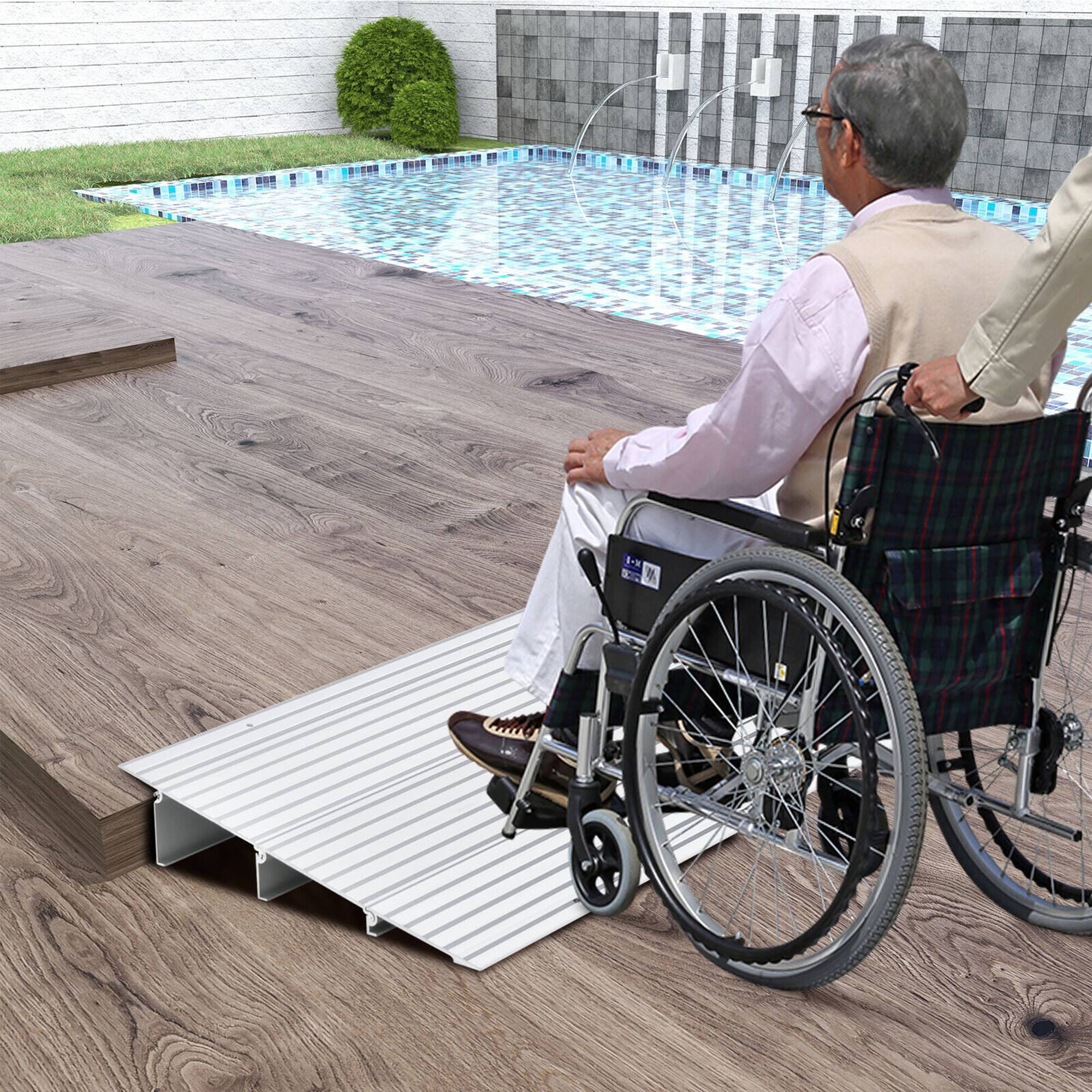 Alt View 3. Gymax - Gymax 3'' Door Threshold Ramp Aluminum Adjustable Rise Entry Ramp for Wheelchair - Silver.
