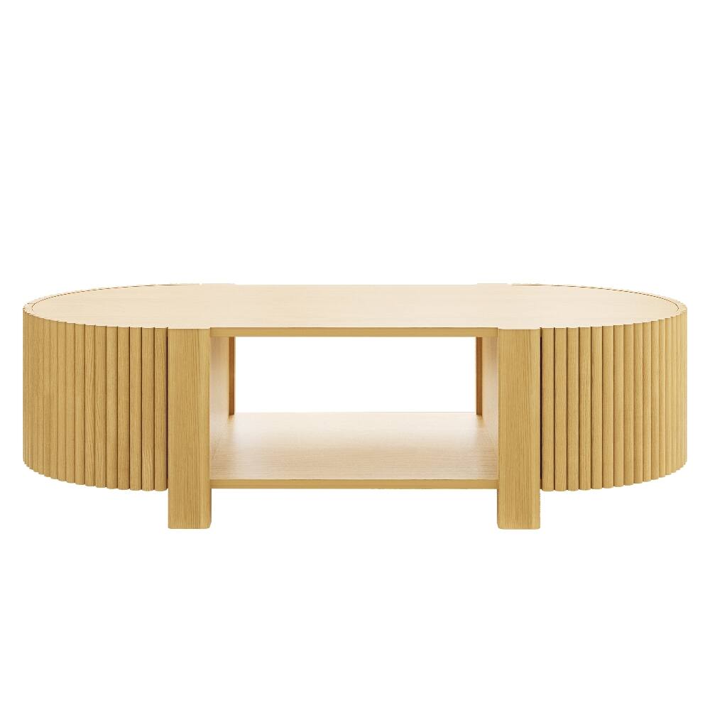 Alt View 8. Loheer - Loheer Living Room Table Set of 3 Solid Wood Coffee Table Natural - Natural.