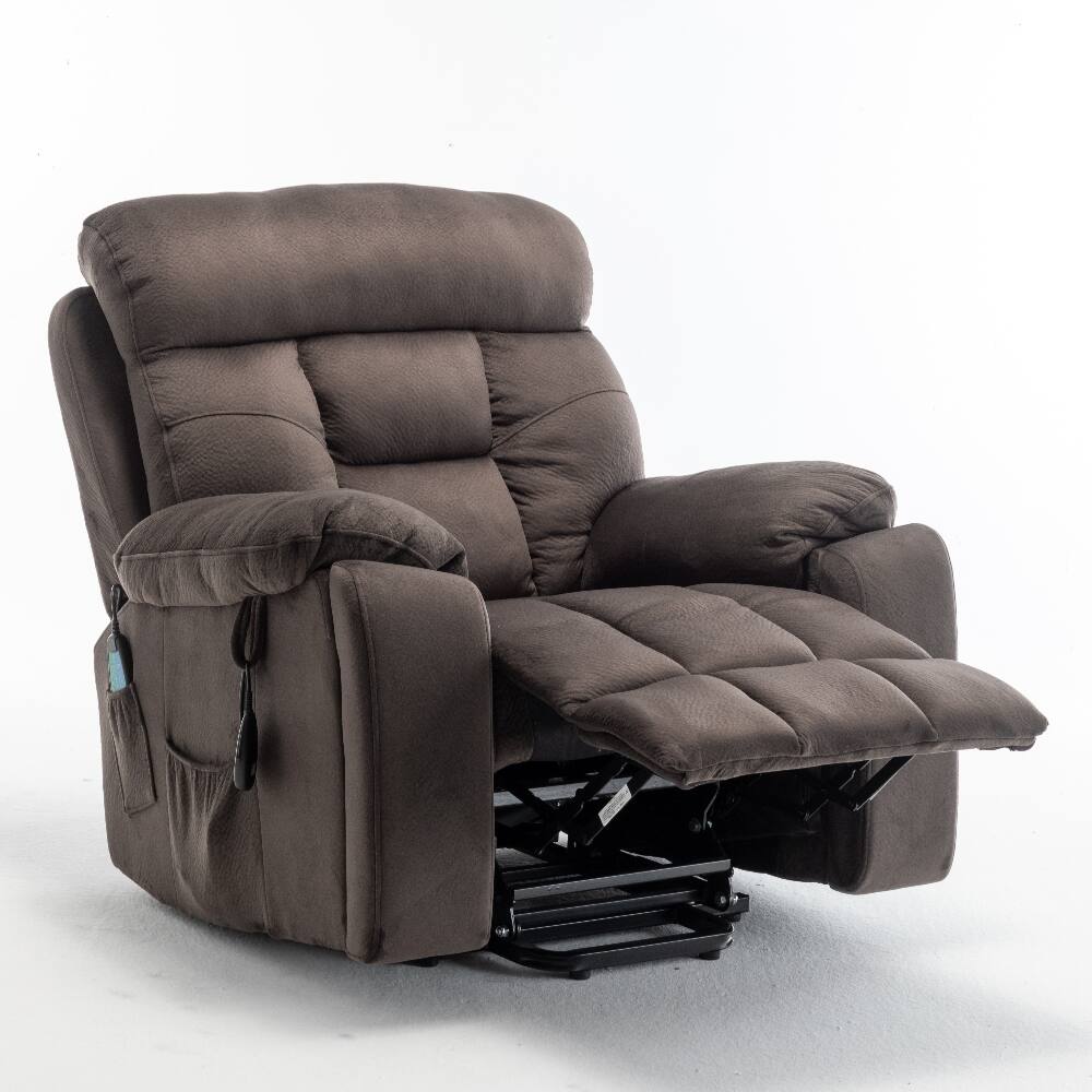 Alt View 7. Ropilly - Ropilly Power Lift Recliner for Elderly, Extra Wide Velvet Lift Chair with Heat and Massage, Antique Brown - Antique brown.