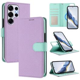 Dteck - Magnetic Detachable 2-in-1 Wallet Case for Samsung Galaxy S25 Ultra,PU Leather Flip Cover with Card Slots & Wrist Strap - Purple