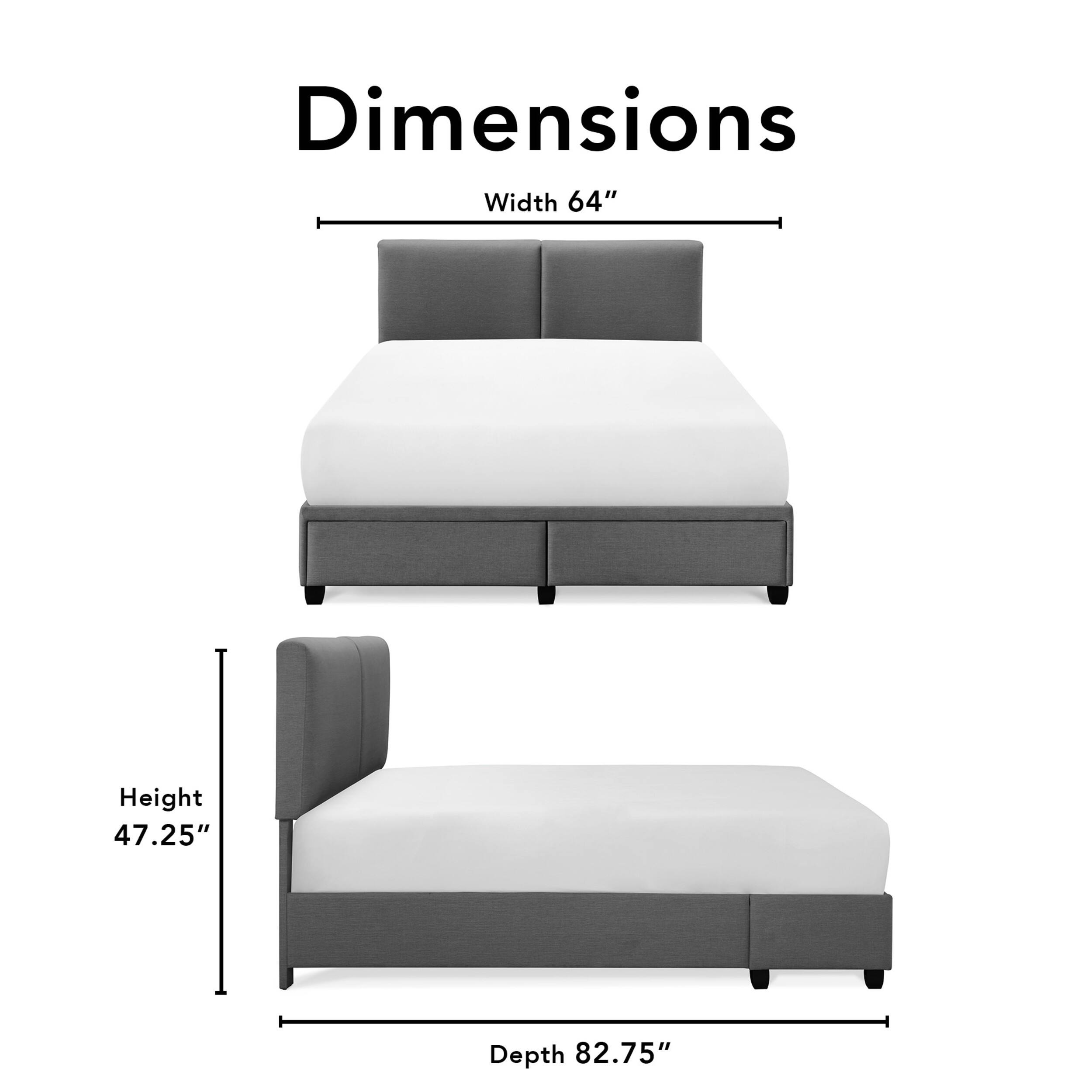 Left. Finch - Maxwell Storage Bed with Adjustable Height Headboard Queen - Dark Gray.